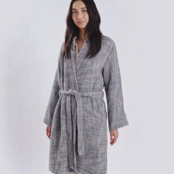 Parachute Unisex Gray Turkish Cotton Waffle Knit Robe Size Large 2579 - Picture 1 of 14